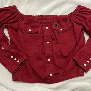 Wrangler Women's Bold Red Off-Shoulder Blouse